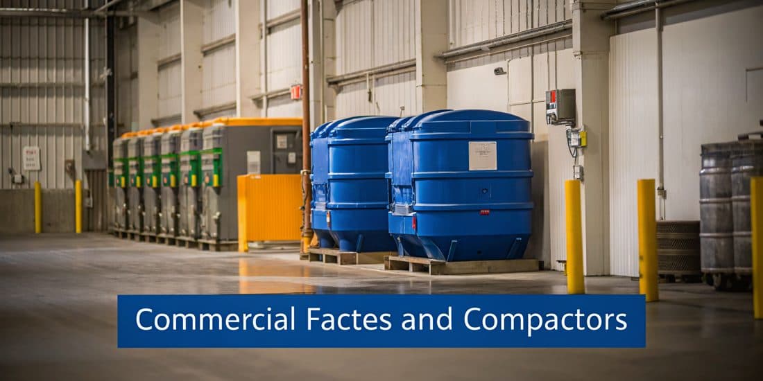 Commercial waste containers and compactors at an enterprise facility